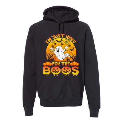 Halloween IM Just Here For The Boos Funny Ghost Costume Premium Hoodie