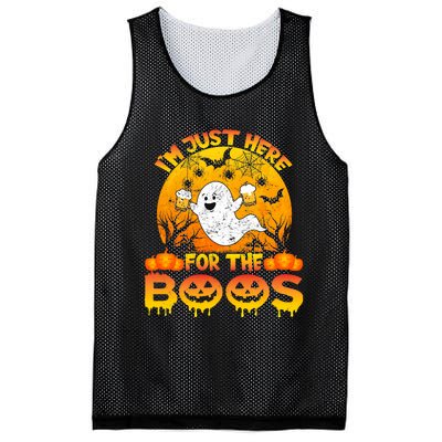 Halloween IM Just Here For The Boos Funny Ghost Costume Mesh Reversible Basketball Jersey Tank