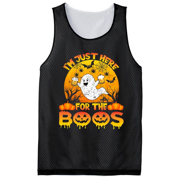 Halloween IM Just Here For The Boos Funny Ghost Costume Mesh Reversible Basketball Jersey Tank