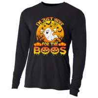 Halloween IM Just Here For The Boos Funny Ghost Costume Cooling Performance Long Sleeve Crew