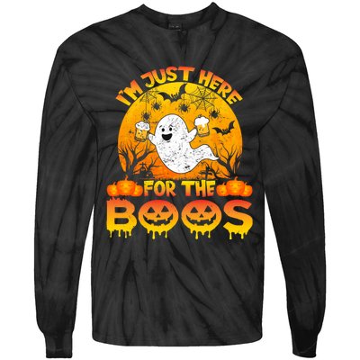 Halloween IM Just Here For The Boos Funny Ghost Costume Tie-Dye Long Sleeve Shirt