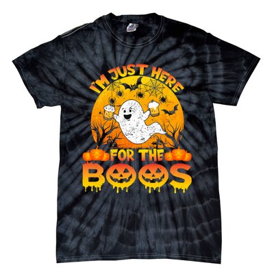 Halloween IM Just Here For The Boos Funny Ghost Costume Tie-Dye T-Shirt