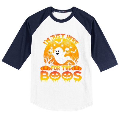 Halloween IM Just Here For The Boos Funny Ghost Costume Baseball Sleeve Shirt