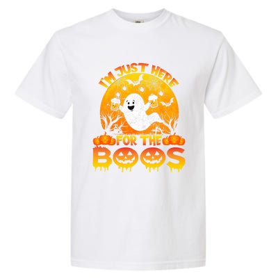 Halloween IM Just Here For The Boos Funny Ghost Costume Garment-Dyed Heavyweight T-Shirt