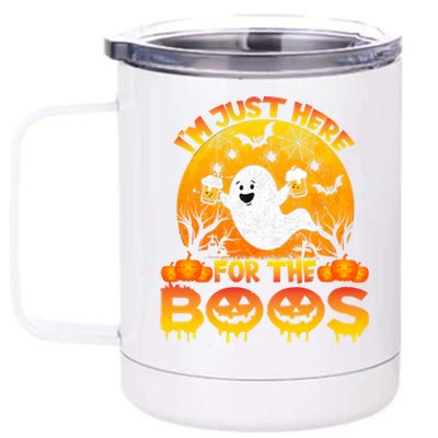 Halloween IM Just Here For The Boos Funny Ghost Costume 12 oz Stainless Steel Tumbler Cup