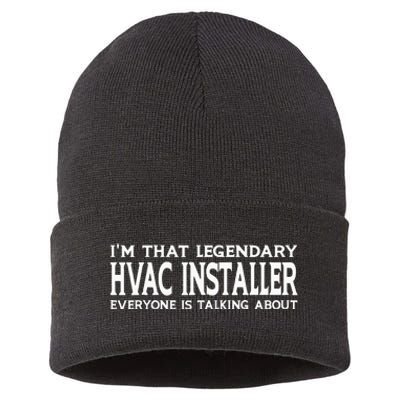 Hvac Installer Job Title Employee Funny Hvac Installer Sustainable Knit Beanie