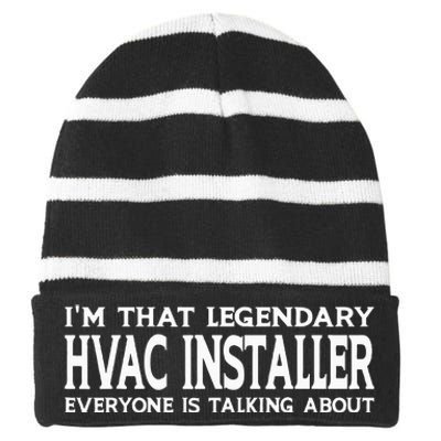 Hvac Installer Job Title Employee Funny Hvac Installer Striped Beanie with Solid Band