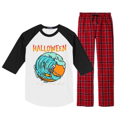 Halloween In June Funny Summer Vacation Beach Family Trip Gift Raglan Sleeve Pajama Set