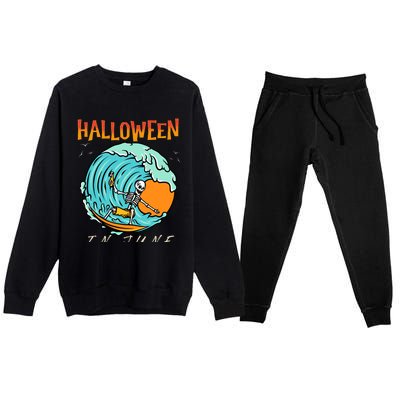 Halloween In June Funny Summer Vacation Beach Family Trip Gift Premium Crewneck Sweatsuit Set