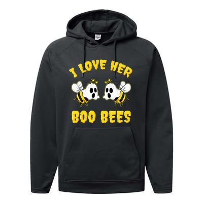 Halloween I Love Her Boo Bees Funny Performance Fleece Hoodie