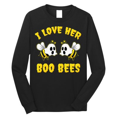 Halloween I Love Her Boo Bees Funny Long Sleeve Shirt