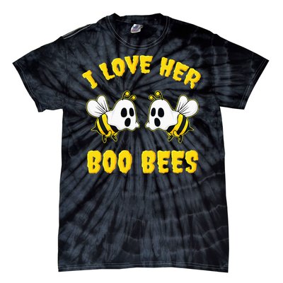 Halloween I Love Her Boo Bees Funny Tie-Dye T-Shirt