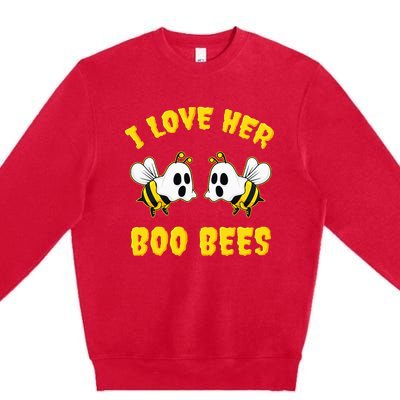 Halloween I Love Her Boo Bees Funny Premium Crewneck Sweatshirt