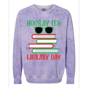 Hooray ItS Library Day Book Lovers Librarian Xmas Christmas Gift Colorblast Crewneck Sweatshirt