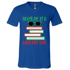 Hooray ItS Library Day Book Lovers Librarian Xmas Christmas Gift V-Neck T-Shirt