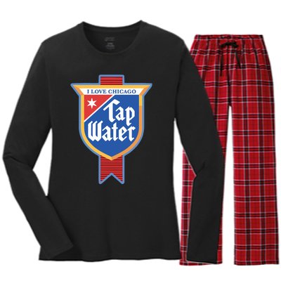 Harebrained I Love Chicago Tap Water Women's Long Sleeve Flannel Pajama Set 