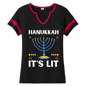 Hanukkah It's Lit Cool Design Ladies Halftime Notch Neck Tee