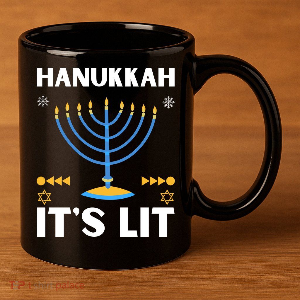 Hanukkah It's Lit Cool Design 11oz C Handle Ceramic Mug