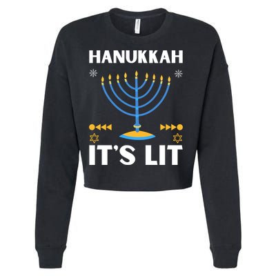 Hanukkah It's Lit Cool Design Cropped Pullover Crew