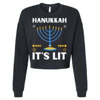 Hanukkah It's Lit Cool Design Cropped Pullover Crew