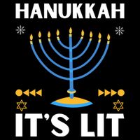 Hanukkah It's Lit Cool Design Cropped Pullover Crew