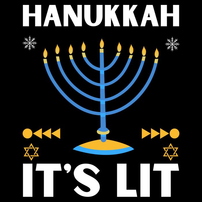 Hanukkah It's Lit Cool Design Cropped Pullover Crew