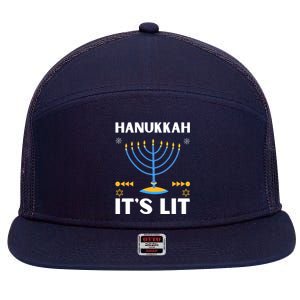 Hanukkah It's Lit Cool Design 7 Panel Mesh Trucker Snapback Hat