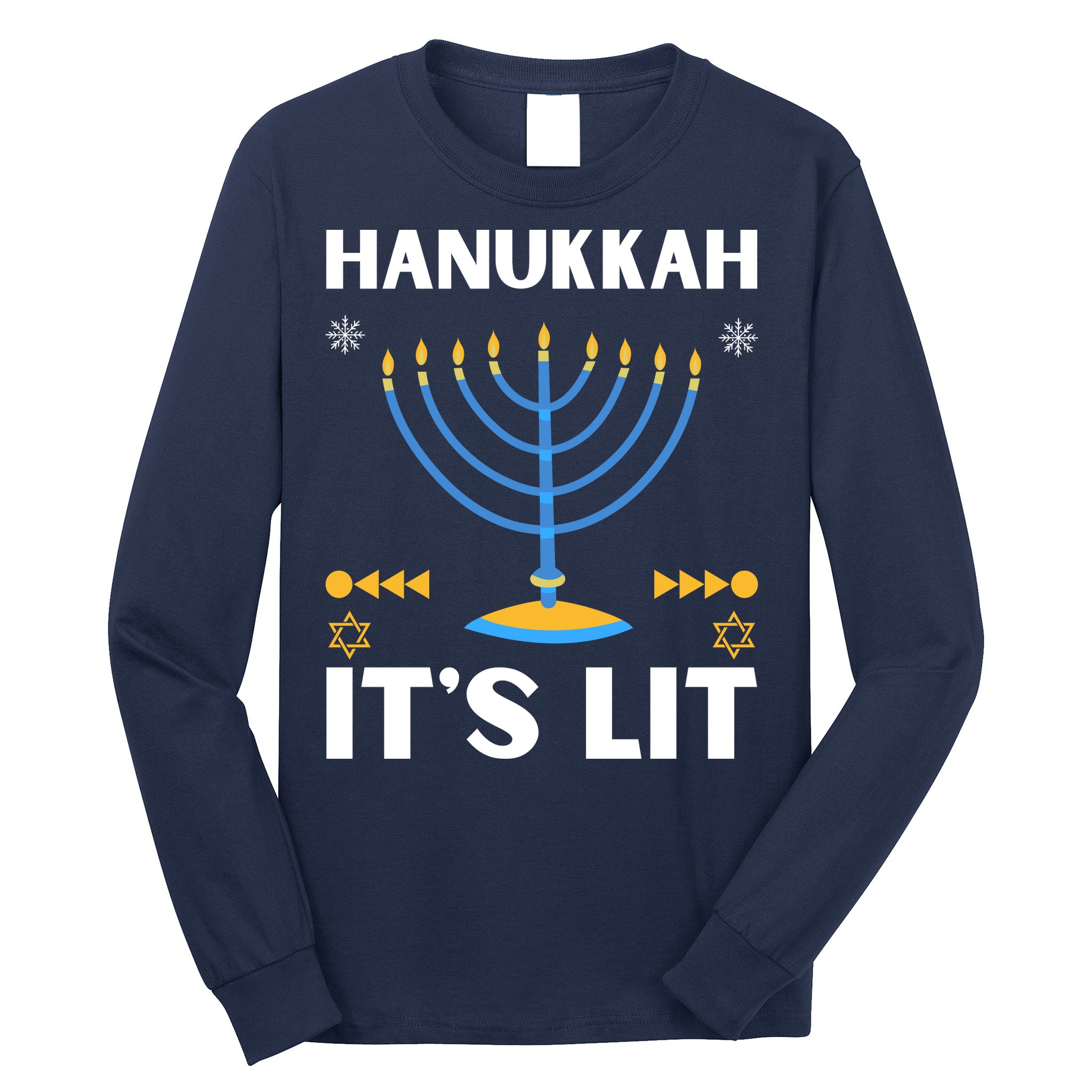 Hanukkah It's Lit Cool Design Long Sleeve Shirt