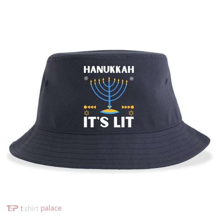 Hanukkah It's Lit Cool Design Sustainable Bucket Hat