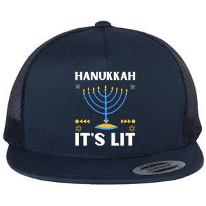 Hanukkah It's Lit Cool Design Flat Bill Trucker Hat