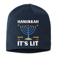 Hanukkah It's Lit Cool Design Sustainable Beanie