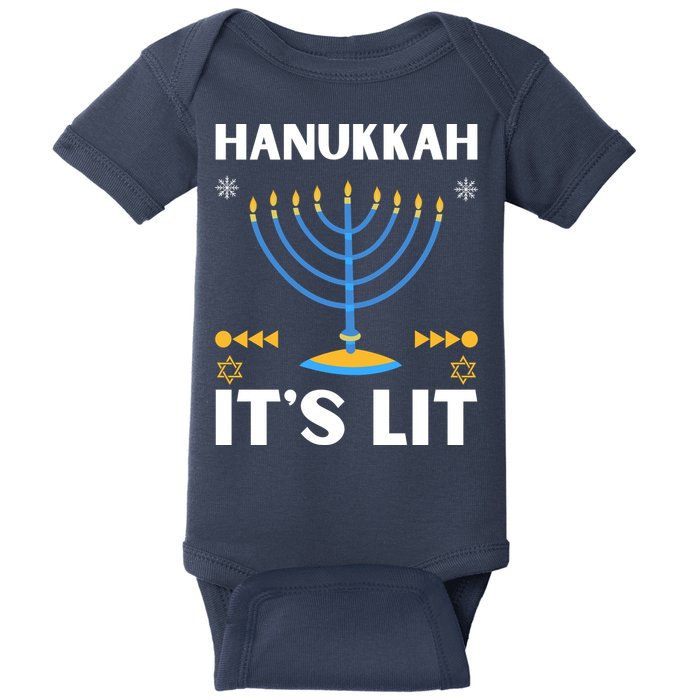 Hanukkah It's Lit Cool Design Baby Bodysuit
