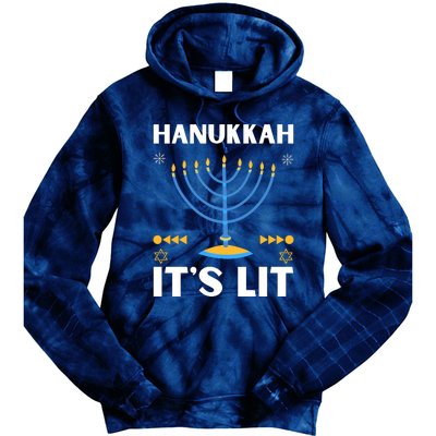 Hanukkah It's Lit Cool Design Tie Dye Hoodie