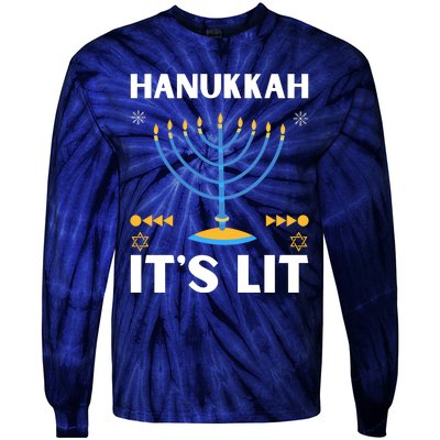 Hanukkah It's Lit Cool Design Tie-Dye Long Sleeve Shirt