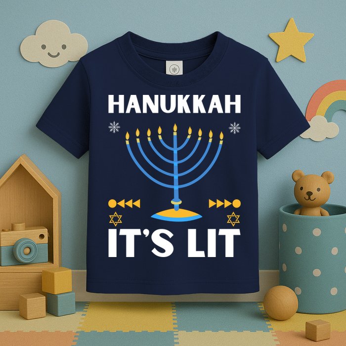 Hanukkah It's Lit Cool Design Toddler T-Shirt