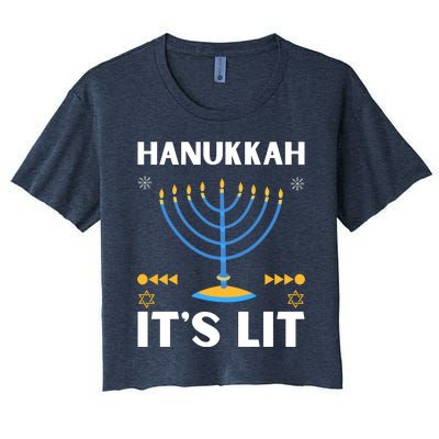 Hanukkah It's Lit Cool Design Women's Crop Top Tee