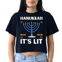 Hanukkah It's Lit Cool Design Crop Top