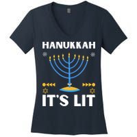Hanukkah It's Lit Cool Design Women's V-Neck T-Shirt