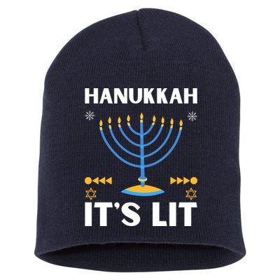 Hanukkah It's Lit Cool Design Short Acrylic Beanie