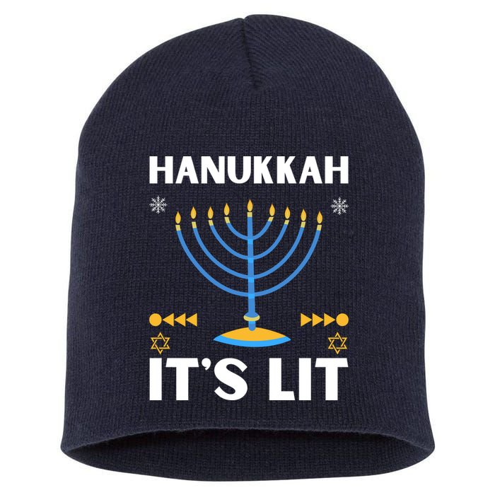 Hanukkah It's Lit Cool Design Short Acrylic Beanie