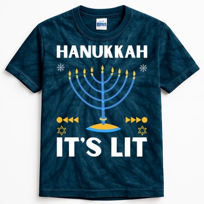 Hanukkah It's Lit Cool Design Kids Tie-Dye T-Shirt