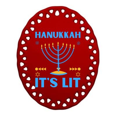 Hanukkah It's Lit Cool Design Ceramic Oval Ornament