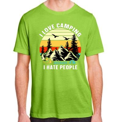 Humor I Love Camping Because I Hate People Retro Sunset Adult ChromaSoft Performance T-Shirt