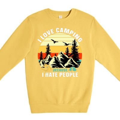 Humor I Love Camping Because I Hate People Retro Sunset Premium Crewneck Sweatshirt