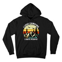 Humor I Love Camping Because I Hate People Retro Sunset Hoodie