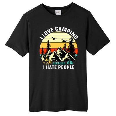 Humor I Love Camping Because I Hate People Retro Sunset Tall Fusion ChromaSoft Performance T-Shirt