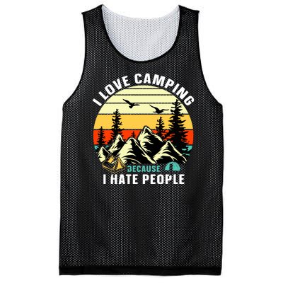 Humor I Love Camping Because I Hate People Retro Sunset Mesh Reversible Basketball Jersey Tank