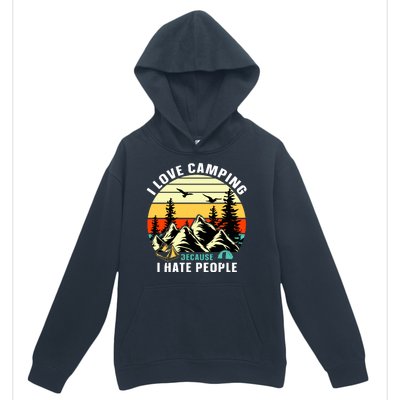 Humor I Love Camping Because I Hate People Retro Sunset Urban Pullover Hoodie