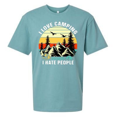 Humor I Love Camping Because I Hate People Retro Sunset Sueded Cloud Jersey T-Shirt