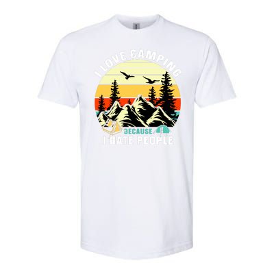 Humor I Love Camping Because I Hate People Retro Sunset Softstyle CVC T-Shirt